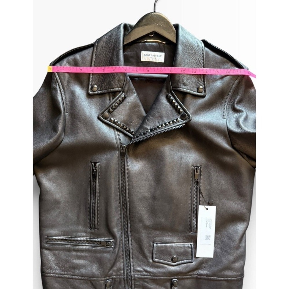 Saint Laurent Paris L01 Studded Lambskin Leather Biker Jacket – Black – Size 54 - Picture 13 of 16